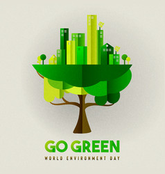 Environment Day Card Eco Friendly City In Tree