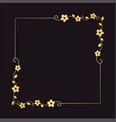 Gold Floral Square Frame Elegant Line Border