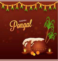 Happy Pongal Font With Traditional Dish In Mud