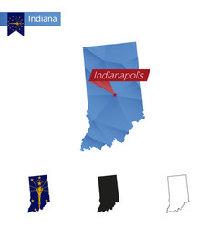 State Indiana Blue Low Poly Map With Capital