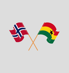 Crossed And Waving Flags Of Norway And Ghana