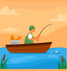 Fishing At The Boat In The Middle Lake