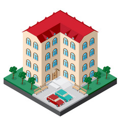 Isometric Multistory Building Courtyard