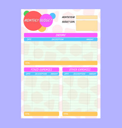 Monthly Budget Planner With Abstract Background