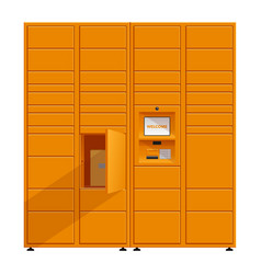 Automated Parcel Locker In Orange Color