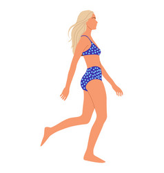 Bikini Woman Walking Side View Isolated