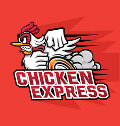 Chicken Running Express Mascot Design