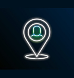 Glowing Neon Line Worker Location Icon Isolated