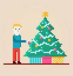 Pixel Guy Decorating Christmas Tree