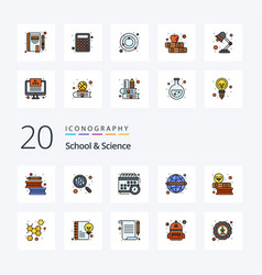 20 School And Science Line Filled Color Icon Pack