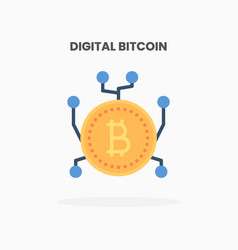 Digital Bitcoin Icon Flat