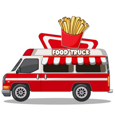 Red Food Truck With Fries On Top