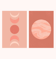 Abstract Set With Moon Phases And Planet