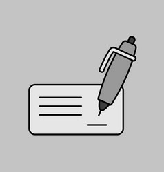 Blank Bank Check With Pen And Signature Icon