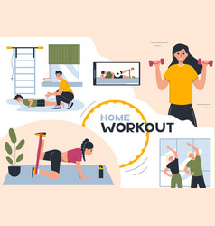 Home Workout Flat Collage