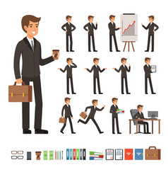 Set Of Businessman In Different Action Poses