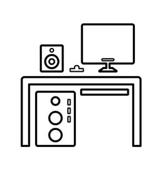 Bureaux Computer Desk Outline Icon Line Art