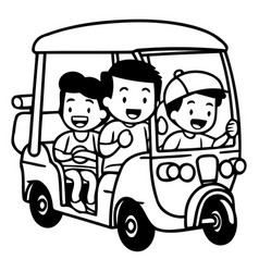 Cartoon Tuk Tuk Taxi With Driver