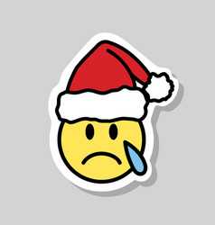 Crying Santa Emoji Sticker Face With Tear