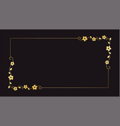 Gold Floral Rectangle Frame Simple Line Border