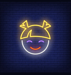 Smiling Preschool Girl Face Neon Sign