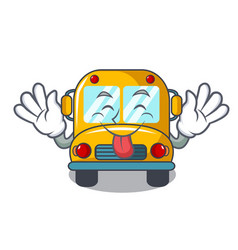 Tongue Out School Bus Mascot Cartoon