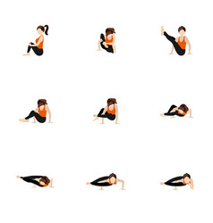 Eight Angle Pose Sequence Yoga Asanas Set