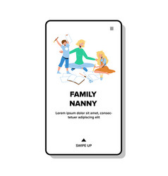 Family Nanny Playing Game With Children