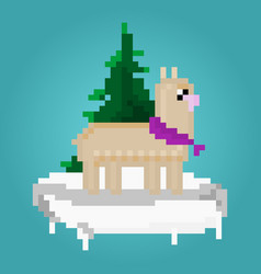 Pixel Cute Alpaca Standing Snow