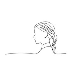 Woman Face In Profile One Line Drawing