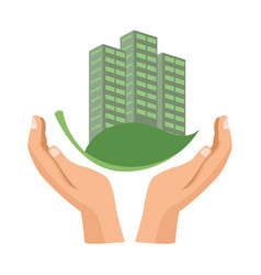 Hands Protecting Green Building