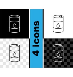 Set Line Barrel Oil Icon Isolated On Black