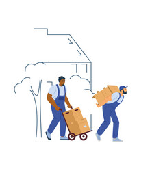 Loaders Or Movers Men Carrying Furniture Flat