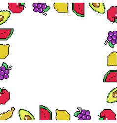 Square Frame Fruits Pixel Art Design Background