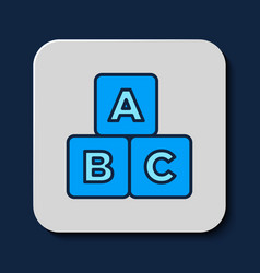 Filled Outline Abc Blocks Icon Isolated On Blue