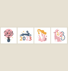 New Year 2023 Set With Colored Rabbits Numbers