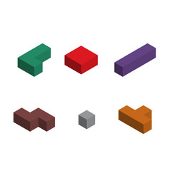 Set Of Color Tetris Isometric Block Color Puzzle