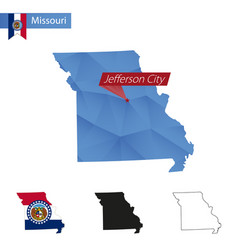 State Missouri Blue Low Poly Map With Capital