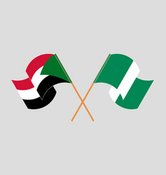 Crossed And Waving Flags Of Nigeria And Sudan