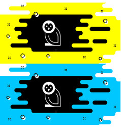 White Owl Bird Icon Isolated On Black Background