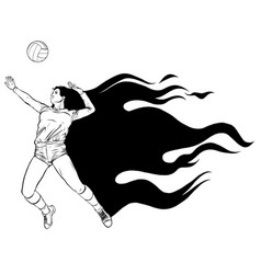 Abstract Female Volleyball Player Fire Power