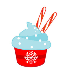 Christmas Cupcake Decorated With Blue Frosting