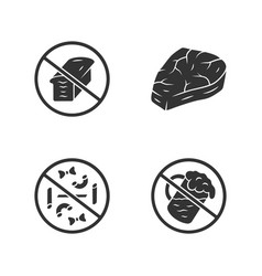 No Gluten Diet Glyph Icons Set Zero Carbs