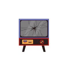 Vintage Retro Tv With Broken Monitor Flat Cartoon