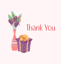 Thank You Greeting Card Gift Box And Bouquet