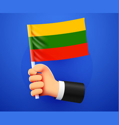 3d Hand Holding Lithuania National Flag