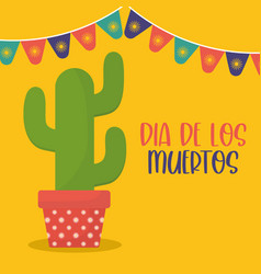 Mexican Day Dead Cactus With Banner Pennant