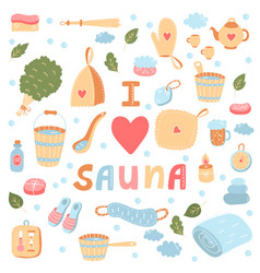 Sauna Banya Relax Colorful Icons Set