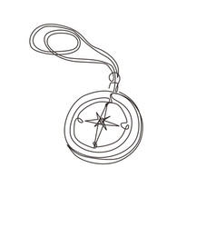 Single Continuous Line Drawing Hiking Compass