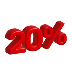 Sale 3d Icon Red Shiny 20 Percent Off Sign 3d